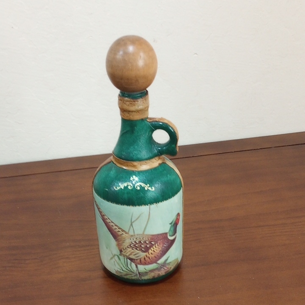 Fausto Corduri Leather Wrapped Pheasant Decanter - Vintage!
